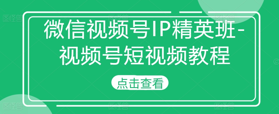 微信视频号IP精英班-视频号短视频教程-私藏资源社