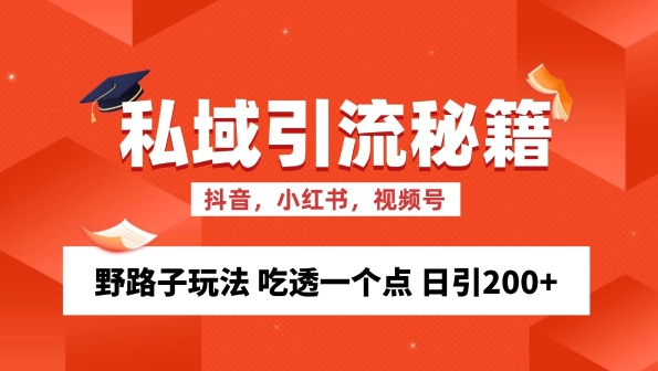 私域流量的精准化获客方法 野路子玩法 吃透一个点 日引200+ 【揭秘】-私藏资源社