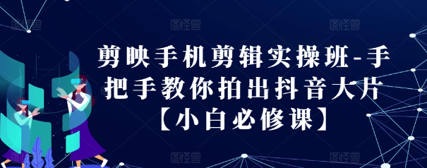 剪映手机剪辑实操班-手把手教你拍出抖音大片【小白必修课】-私藏资源社